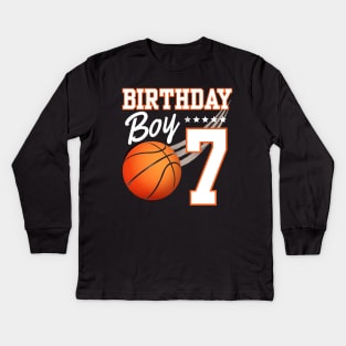 Basketball 7th Birthday Kids 10 Years Old Boys Girls Kids Long Sleeve T-Shirt